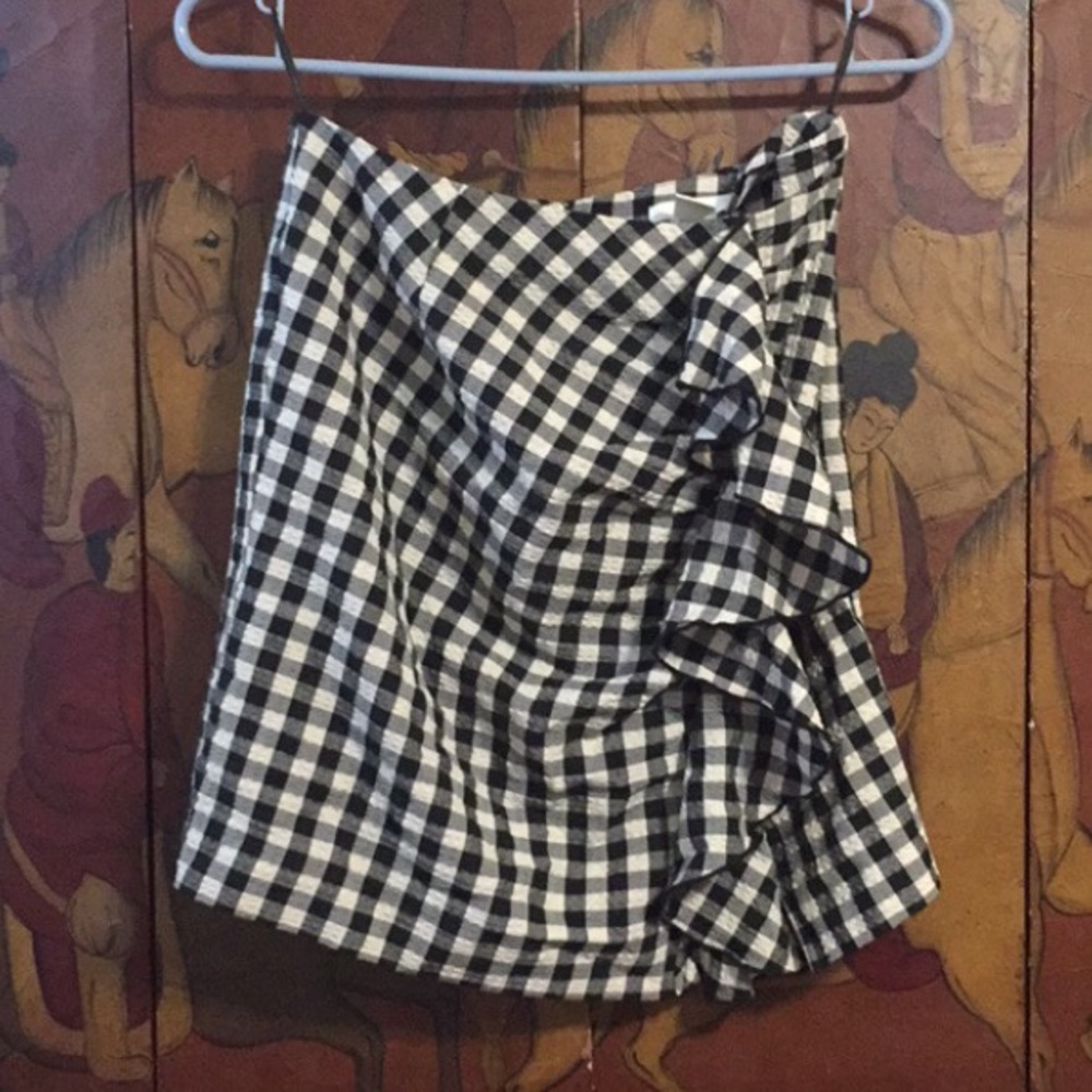 SIDE RUFFLE GINGHAM SKIRT